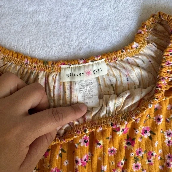 Charming Mustard Floral Kids Jumpsuit - Picture 2 of 9